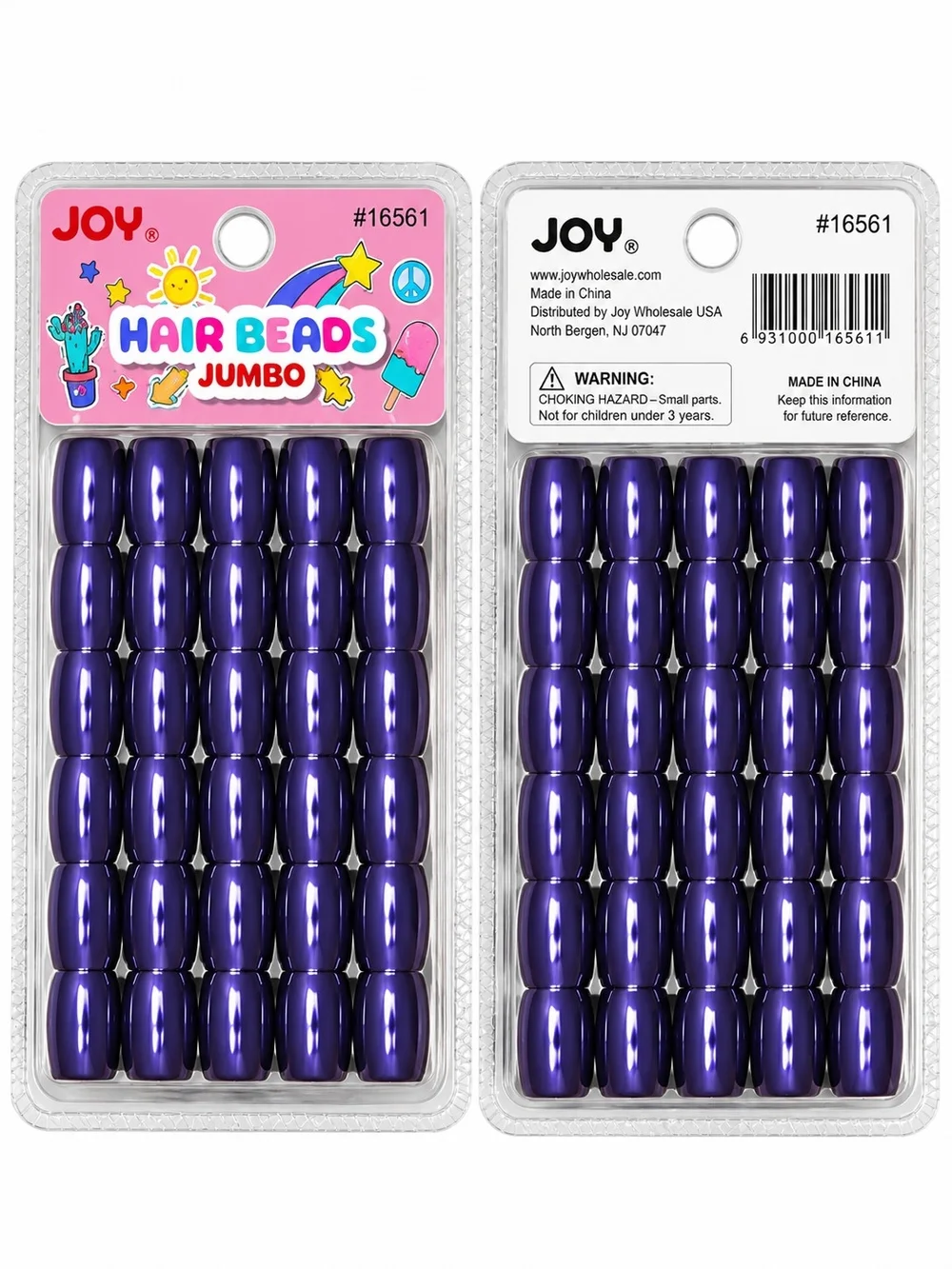 Purple Jumbo Hair Beads - Pack of 24
